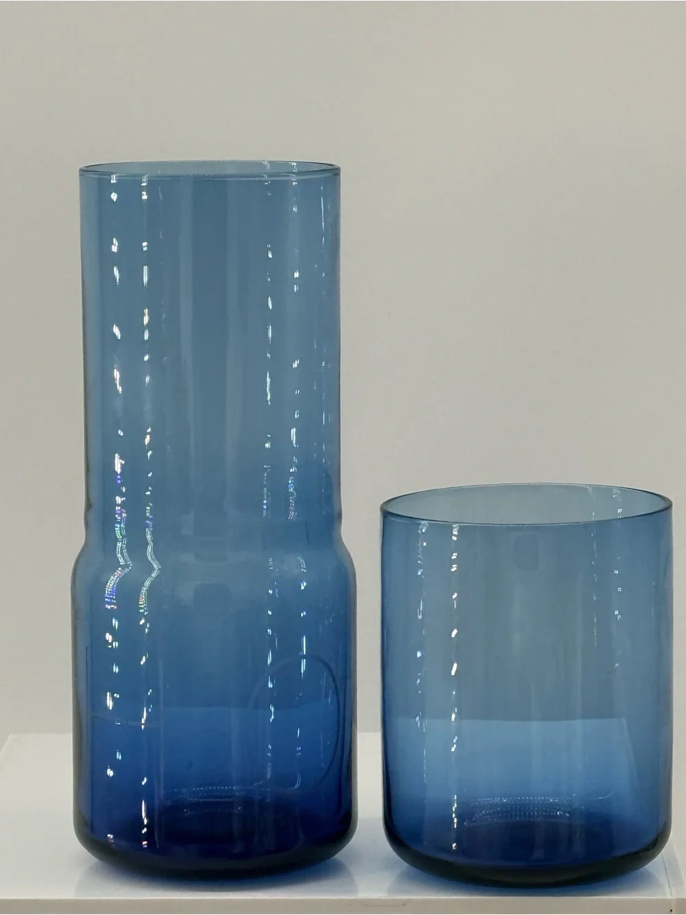 Sleek Blue Double-Stack Glass Vase